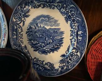 English blue and white dish