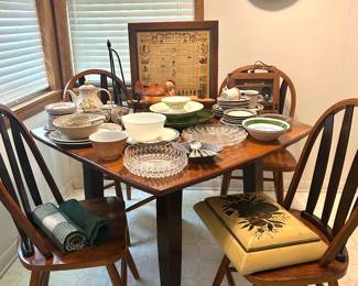 square drop-leaf table with chairs 