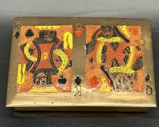 Vintage Brass Case w/ 2 Decks of Playing Cards