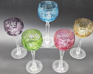 5- Multi-Color Cut to Clear Crystal Stems, Germany