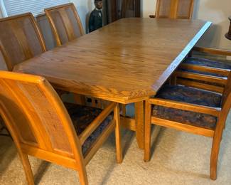 . . . and a mid-century oak dining room table and chairs