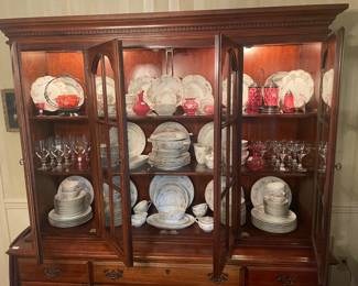 Bavarian China, Haviland China, Cranberry Glass Double Pickle Caster, Cranberry Bride Bowl, Crystal Stemware, Etc.  