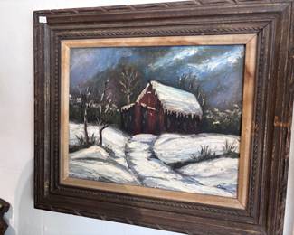 Winter scene oil painting