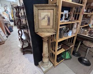 Marble pedistol, Victorian picture
