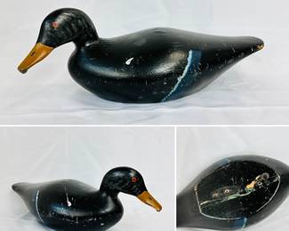 Vintage hand carved and painted wooden duck decoy