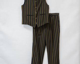 Bergati black and gold striped vest and trouser set