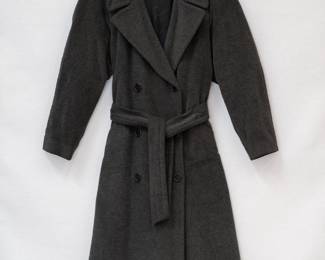 Escada by Margaretha Ley black wool belted long trench coat
