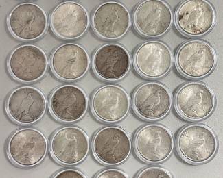 Reverse of the Twenty-nine (29) United States Peace Silver Dollars of various dates