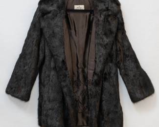 Beautiful glossy dark brown mink fur coat, label of Michelle Rosin-Starr, Chicago
