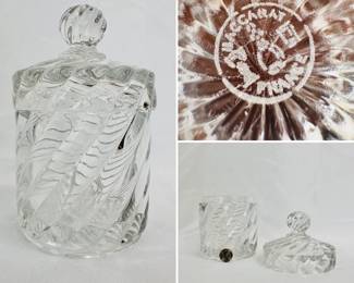 A Baccarat Depose France crystal swirl pattern covered jar
