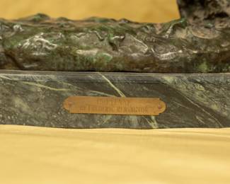 Closeup of Frederic Remington "Cheyenne" bronze sculpture