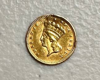 US Gold 1873 $1.00 Coin, Liberty as an Indian Princess Gold Coin