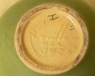 Closeup of the Roseville Pottery Apple Blossom flower pot