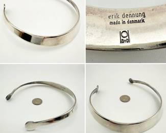 Closeup of the strikingly simple collar from Danish jeweler Erik Dennung