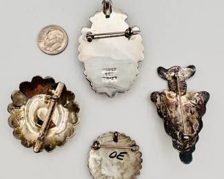 We have pins and convertible brooches, too!, for fans and collectors of Mexico Silver, Navajo, and/or Zuni jewelry crafted from silver and set with semi precious stones.