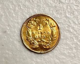 Reverse of the US Gold 1873 $1.00 Coin, Liberty as an Indian Princess Gold Coin