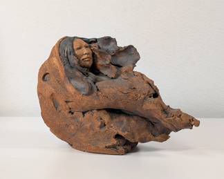 Vintage signed Jean Juhlin Native American figure abstract stoneware sculpture
