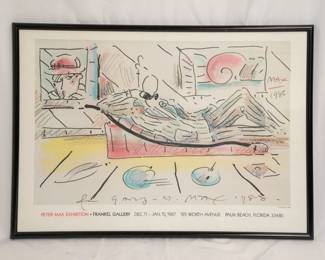 A signed Peter Max poster, for Frankel Gallery, Palm Beach exhibit 1986