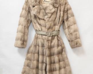 Vintage Evans long blonde fur coat, belted