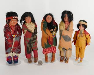A variety of Skookum dolls