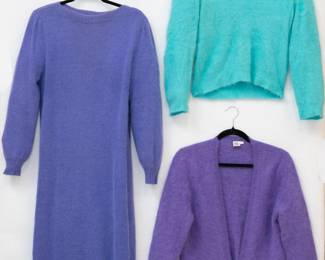 Women's Angora and lambswool sweater dress, cardigan sweater and pullover sweater