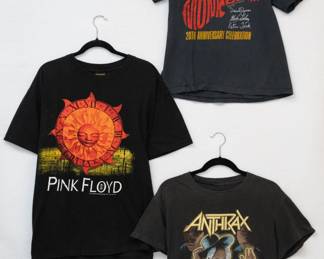 Vintage tees - Pink Floyd North American tour 1994 t-shirt, The Monkees 20th Anniversary World Tour t-shirt, and Anthrax Among the Living World Tour Phase 1 T-shirt
