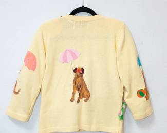 Back view of the vintage Design Options by Philip & Jane Gordon 'Summer Dogs' sweater