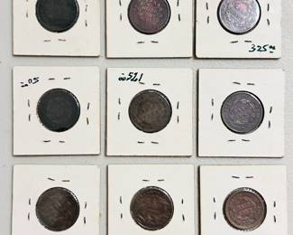 Reverse of the Old US Coins, Half Cents, dated 1803, 1805, 1809, 1810, 1826, 1828, 1832, 1835, and 1851