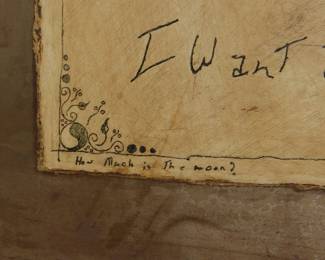 Closeup of original artwork "How Much is the Moon?", mixed metals, signed, dated '94