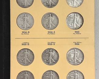 Interior of Library of Coins Liberty Walking Half Dollars 1916-1937