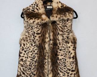 Adrienne Landau leopard print rabbit fur vest