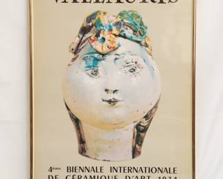 A framed poster for the Vallauris 4éme Biennale Internationale de Céramique d'Art 1974