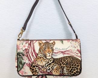 Salvatore Ferragamo multicolor jungle print tiger handbag