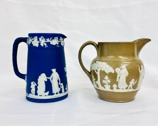 Two antique Wedgwood jasper ware pitchers