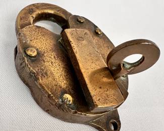 Antique brass lock with key