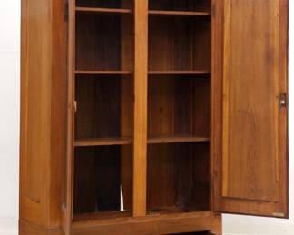 Another view of the American 19th C Walnut burled wood cupboard