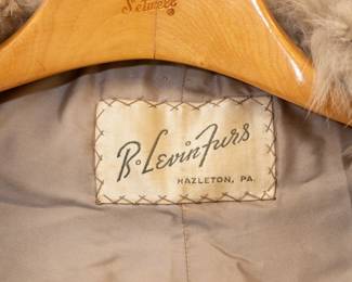Closeup of vintage blond fur stole from R. Levin Furs