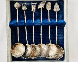 A set of Japanese sterling silver demitasse spoons