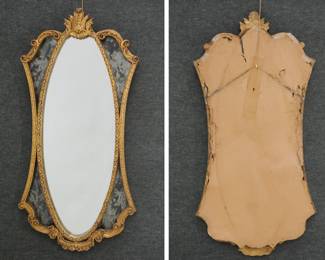Vintage French Rococo Decorative Gold Oval Wall Mirror