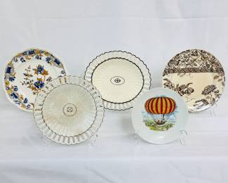 And still more lovely decorative plates including an antique Wedgwood brown transfer ware trellis pattern plate
