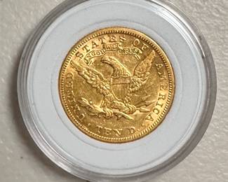 Reverse of the 1881 $10.00 US Liberty Head Half Eagle Gold Coin