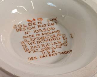 Closeup of the Wedgwood Patrician Golden Ivy pattern cup and saucer