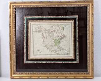 A framed antique map, circa 1814, drawn by John C. Russell and published for Cradock and Joy, as part of their work 'Ostell's General Atlas; Containing Distinct Maps of all the Principal States and Kingdoms throughout the World.' It is an originally hand colored copper plate engraving, printed in 1814.