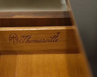 Closeup of the vintage Thomasville flip-top server/display