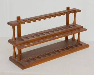 Vintage 24 Pipe Tobacco Pipe Wooden Rack, made in the USA by Decatur Industries.