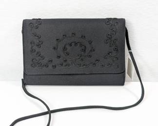 Givenchy Paris vintage black satin embroidered shoulder bag