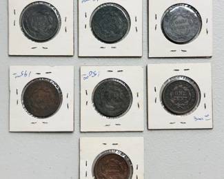Reverse of the US Penny Coins, One Cent, Large Cents dated 1817, 1822, 1824, 1825, 1826, 1844, 1856