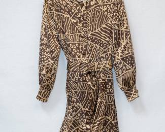 Vintage 80s Stanley Platos Martin Ross silk abstract print deco dress