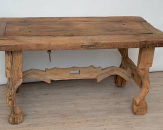 Antique 19th century Spanish ox yoke wooden table