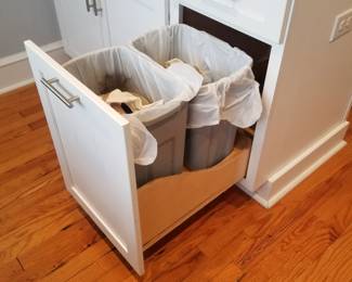 Kitchen cabinets- trash corral